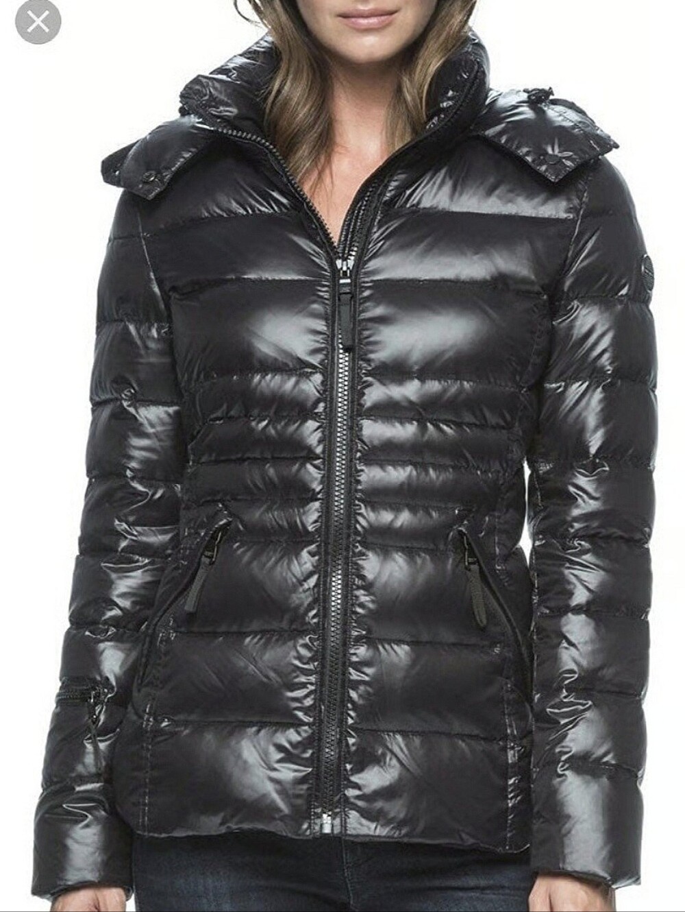 Andrew Marc 650 Fill Down Packable Hooded Puffer Jacket M Black Quilted Coat